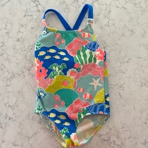 Mini Boden Cross-back Printed Swimsuit 3-4